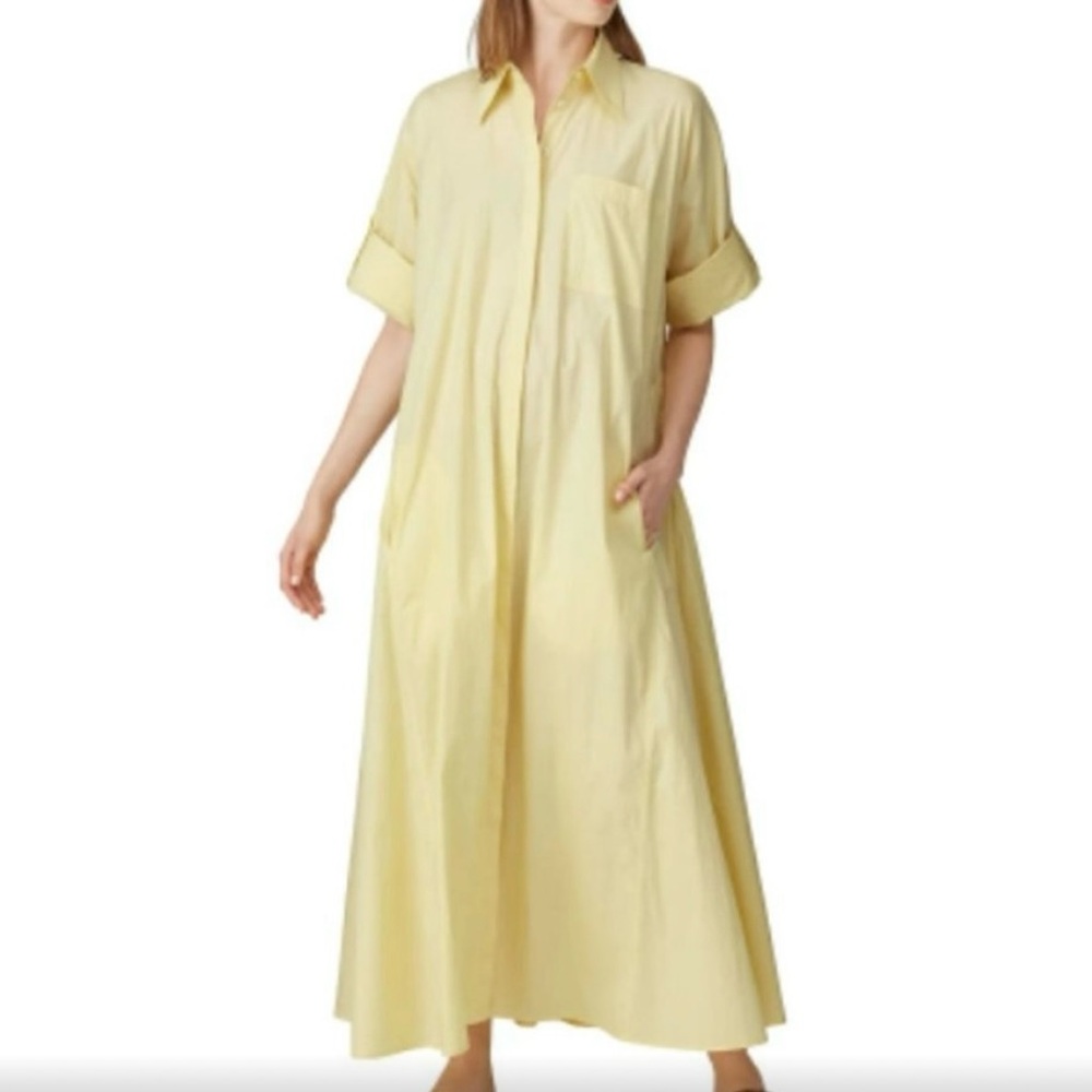 Co Yellow Collared Shirt Maxi Dress